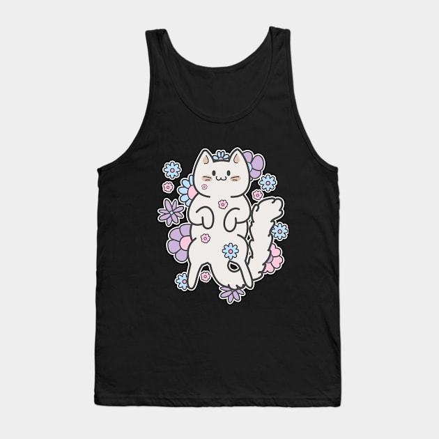 cute cat with flowers Tank Top by ArtStopCreative